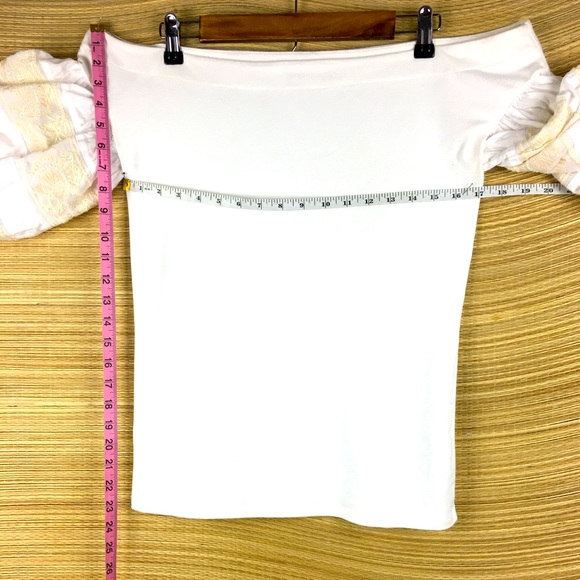 Free People “Rock With It Top”  In Ivory Off Shoulder W/Cream Embroidery Size L - Picture 10 of 10